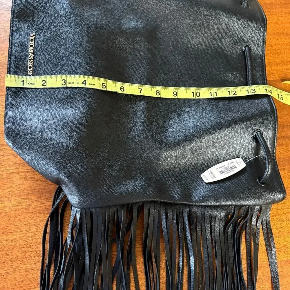 NWT Victoria’s Secret Women's Black Fringe Drawstring Backpack - Picture 6 of 10